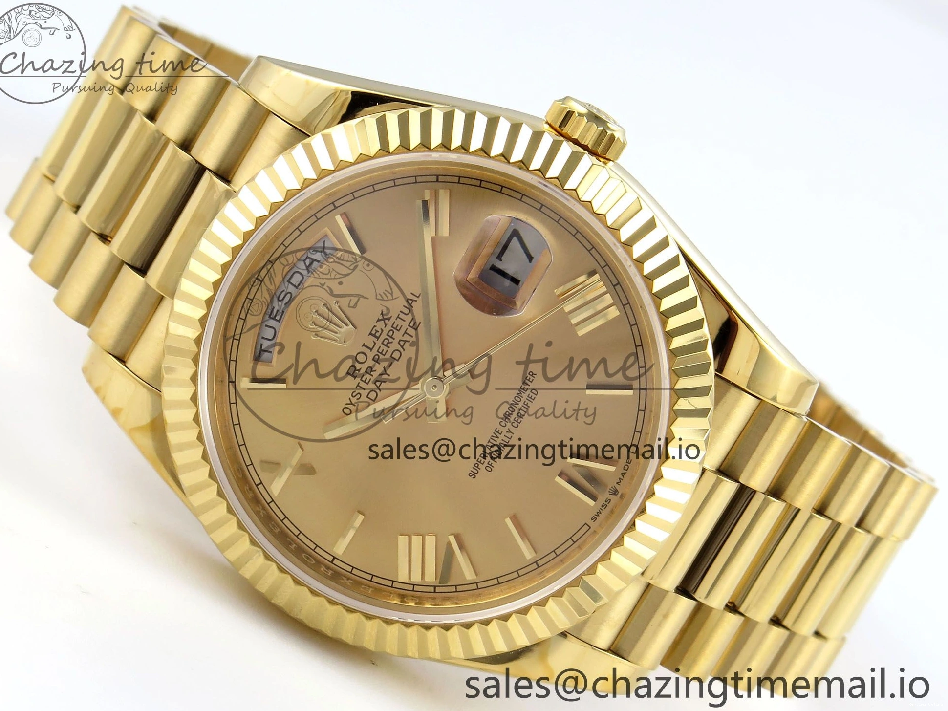 0504 QuickDry Day Date 40 YG 228238 KF 1:1 Best Edition YG Roman Dial on President Bracelet VR3255 (Gain Weight) 839